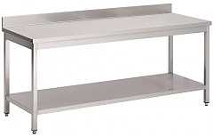  Gastro M Arbeitstisch mit Aufkantung und Regalboden 150x60x85cm 