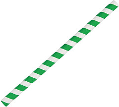  Fiesta Green Smoothie-Trinkhalm Papier gr&uuml;n gestreift 21cm 