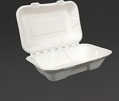  Vegware Kompostierbare Einwegboxen mit Klappdeckel aus Bargasse 22,8cm 