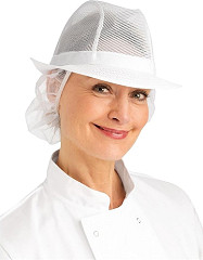  Gastronoble Trilby Hut mit Haarnetz wei&szlig; Gr&ouml;&szlig;e M 