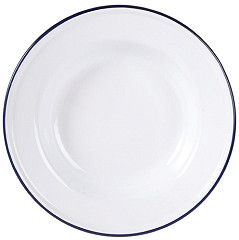 Olympia emaillierte Suppenteller wei&szlig;-blau 24,5cm 
