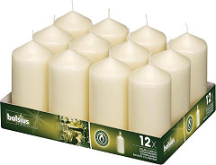  Bolsius Stumpenkerzen elfenbeinfarben 120mm hoch 12 St&uuml;ck Packung 