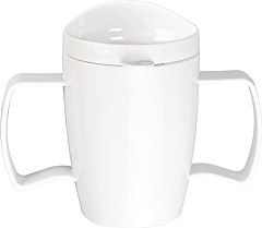  Olympia Kristallon Heritage Doppelhenkelbecher mit Deckel Wei&szlig; 300ml 4er Pack 