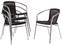  Bolero Rattanst&uuml;hle mit Armlehne in Aluminiumdesign schwarz 