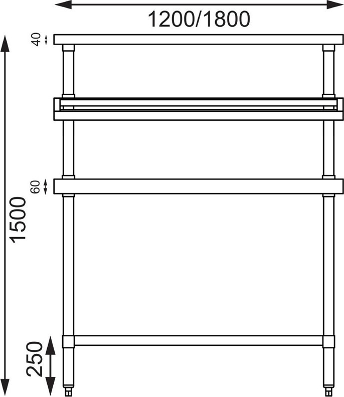  Vogue Edelstahl Arbeitstisch mit Aufsatz 120cm 
