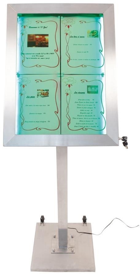  Securit Edelstahl LEDs 4xA4 Informationsdisplay (ohne Mast und Sockel) 