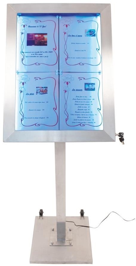  Securit Edelstahl LEDs 4xA4 Informationsdisplay (ohne Mast und Sockel) 