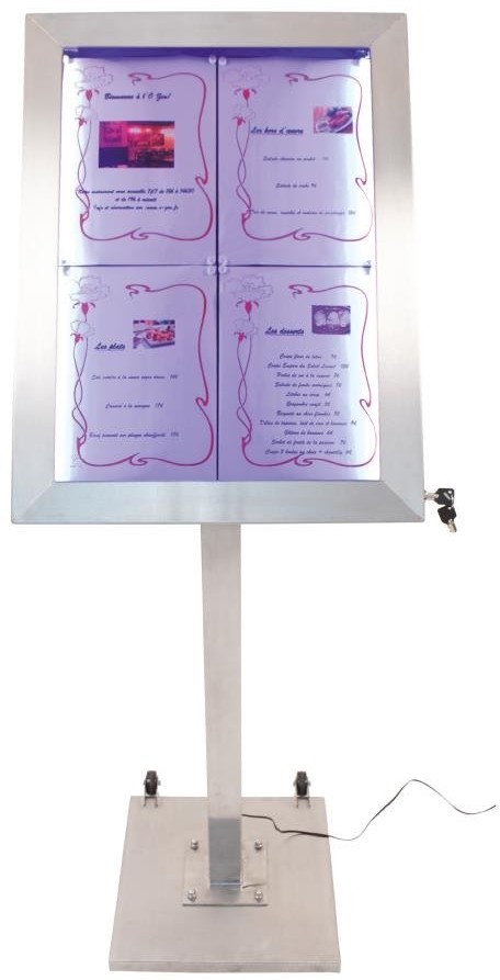  Securit Edelstahl LEDs 4xA4 Informationsdisplay (ohne Mast und Sockel) 