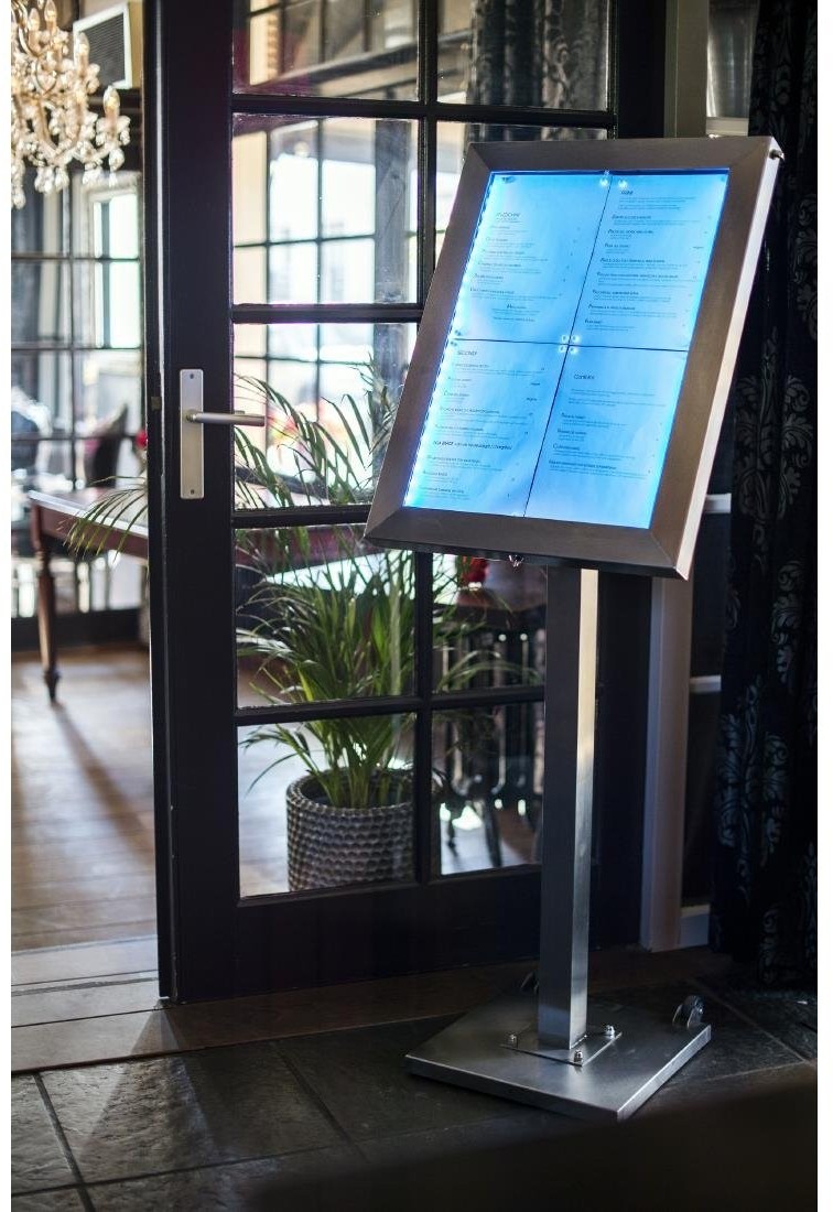  Securit Edelstahl LEDs 4xA4 Informationsdisplay (ohne Mast und Sockel) 