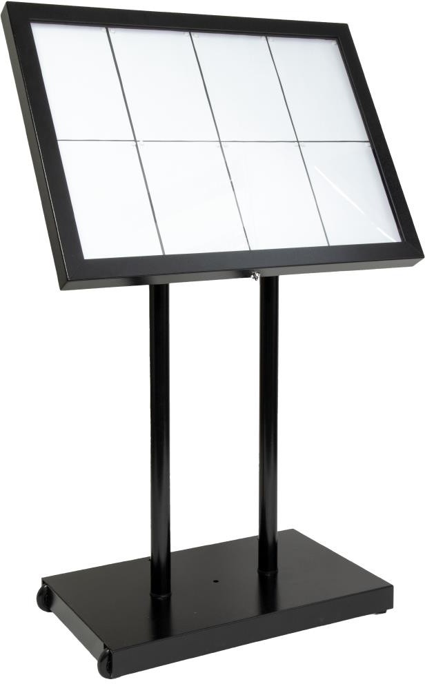  Securit Teak wei&szlig; LEDs Informationsdisplay 4xA4 mit St&auml;nder und Sockel 