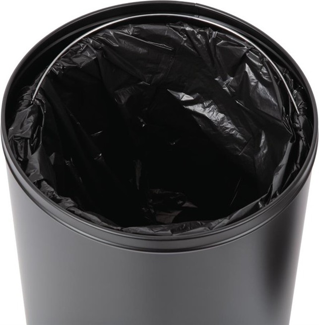  Bolero 40L schwarzer Abfalleimer aus Stahl mit offenem Deckel 