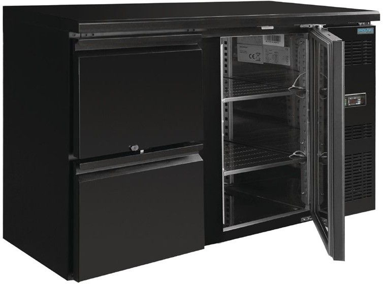  Polar Serie U Bark&uuml;hlschrank 1-t&uuml;rig mit 2 Schubladen 