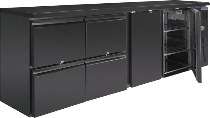  Polar Serie U Bark&uuml;hlschrank 2-t&uuml;rig mit 4 Schubladen 