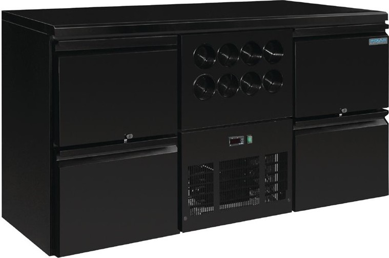  Polar Serie U Bark&uuml;hlschrank 4 Schubladen mit Flaschenk&uuml;hlbereich (8 Flaschen) 