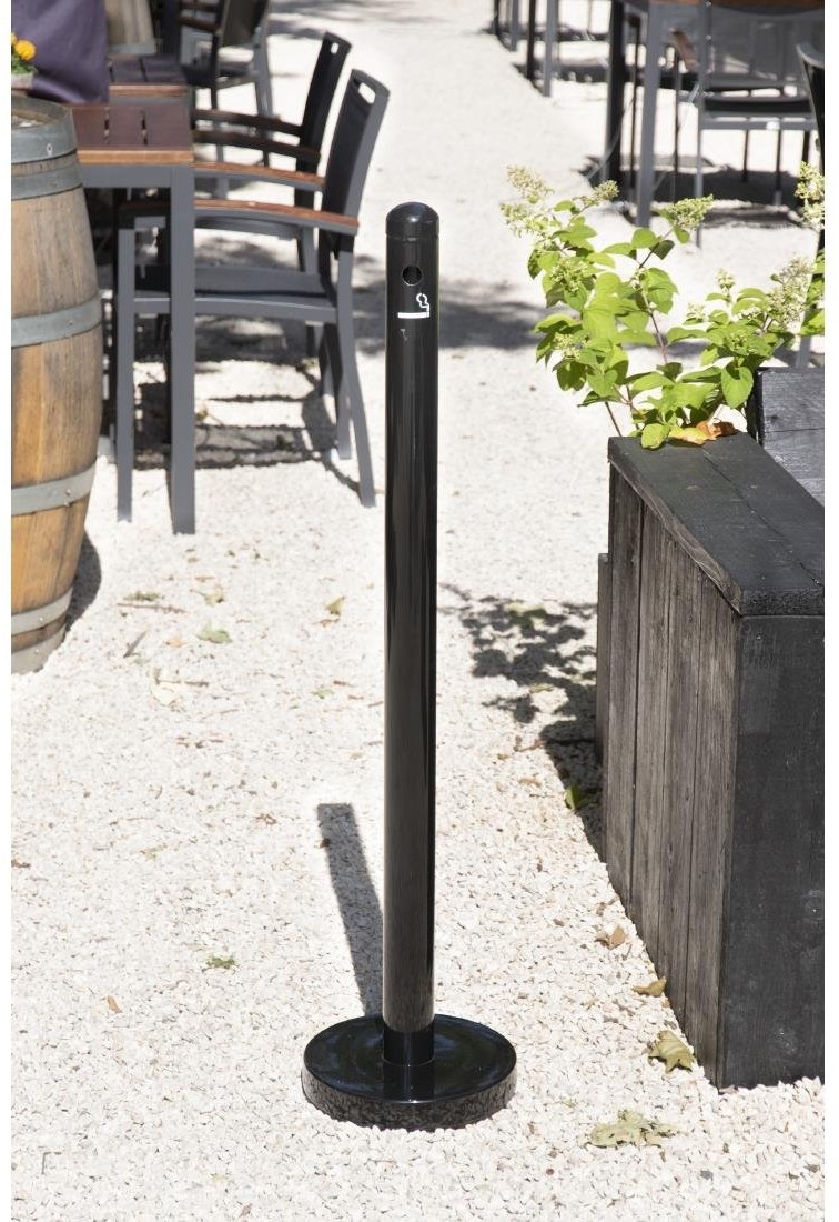  Securit Raucherpfosten und Sockel Schwarzer Edelstahl - 100cm Hoch 