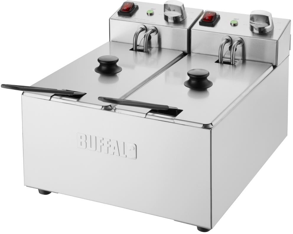  Buffalo Zwei Beh&auml;lter Zwei Korb 2x3Ltr Aufsatzfritteuse 2x2kW 