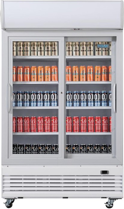  Polar G-Serie Display-K&uuml;hlung mit zwei Schiebet&uuml;ren und Leuchtkasten 950L 