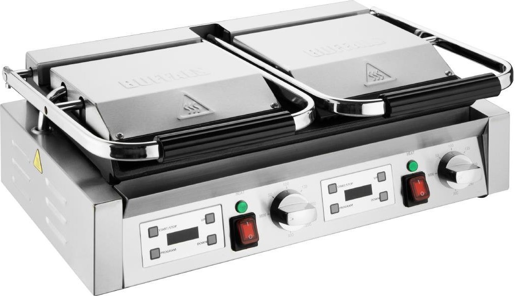  Buffalo Doppelkontaktgrill Glatte & Gerippte Platten 