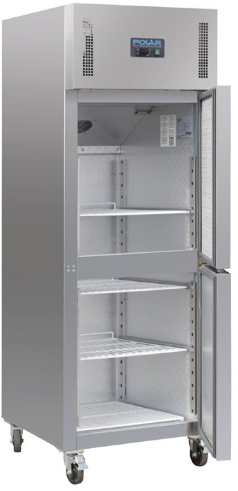  Polar Serie G K&uuml;hlschrank Edelstahl mit geteilter T&uuml;r 600L 
