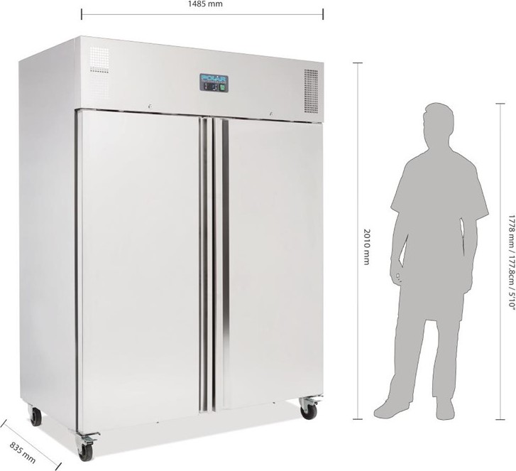  Polar Serie U K&uuml;hlschrank Edelstahl 1300L 