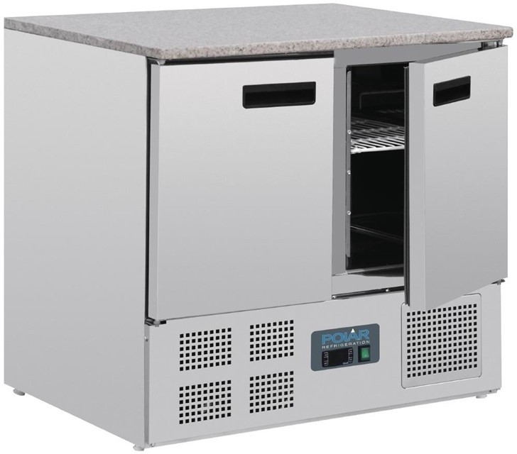  Polar Serie G Thekenkühltisch mit Marmorarbeitsfläche 2-türig 240L 
