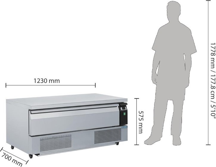  Polar Serie U flacher K&uuml;hl- und Tiefk&uuml;hltisch mit 1 Schublade 3x GN 