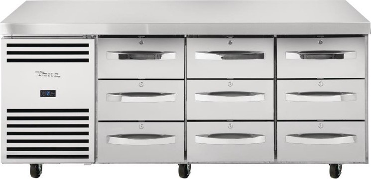  True TCR1/3 K&uuml;hltisch mit 9 Schubladen 435L 