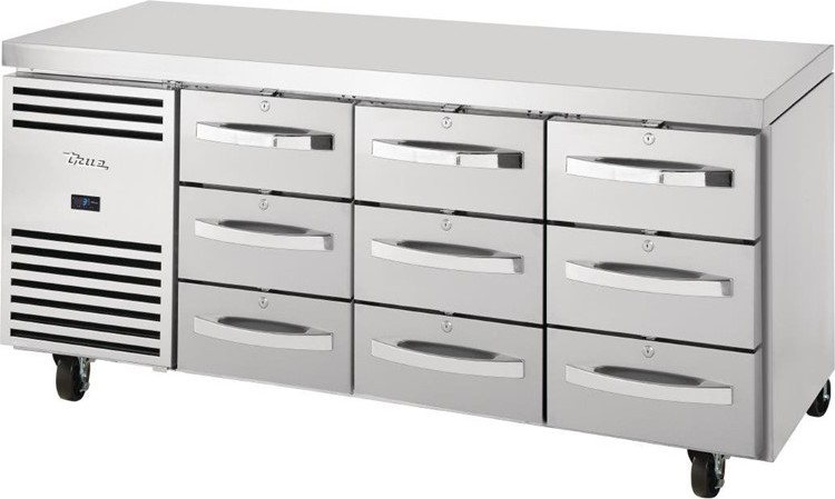  True TCR1/3 K&uuml;hltisch mit 9 Schubladen 435L 