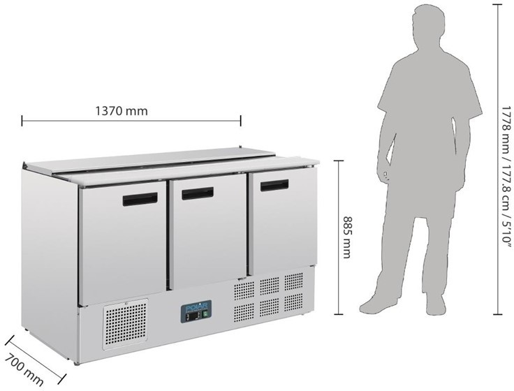  Polar Serie G gek&uuml;hlte Saladette 368 Liter 