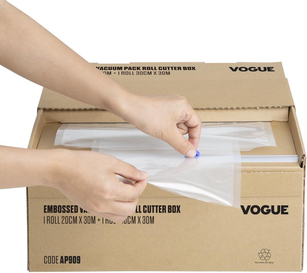  Vogue Vakuumrolle mit Cutterbox, gepr&auml;gt, 200 mm und 300 mm, 2er-Set 