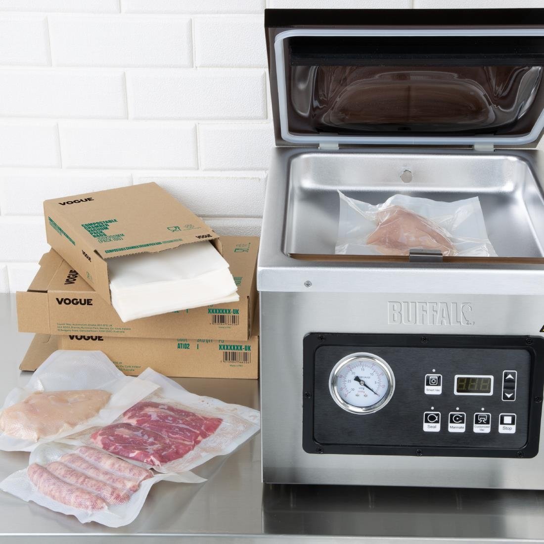  Vogue kompostierbare Kammer-Vakuumverpackungsbeutel 250x350mm (100 St&uuml;ck) 