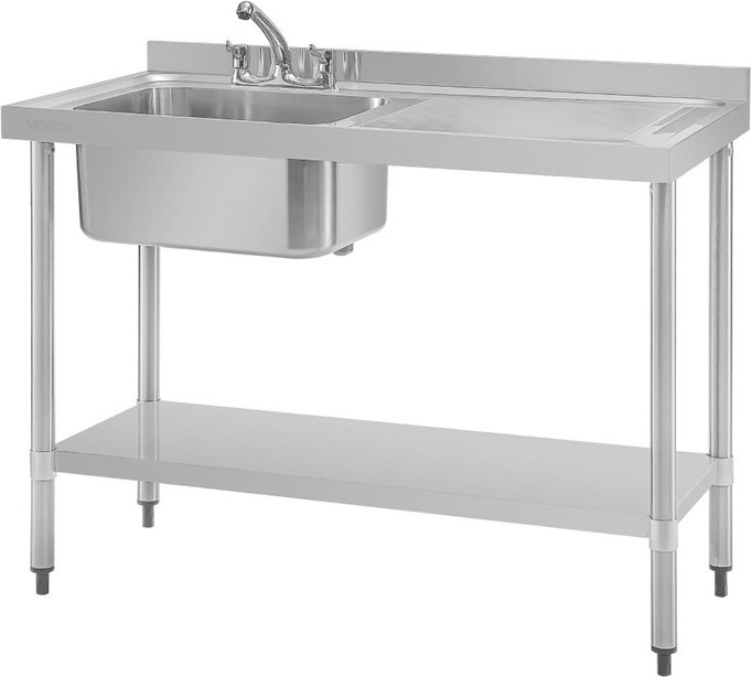  Vogue Einzelsp&uuml;le Edelstahl Abtropffl&auml;che rechts 1200mm 