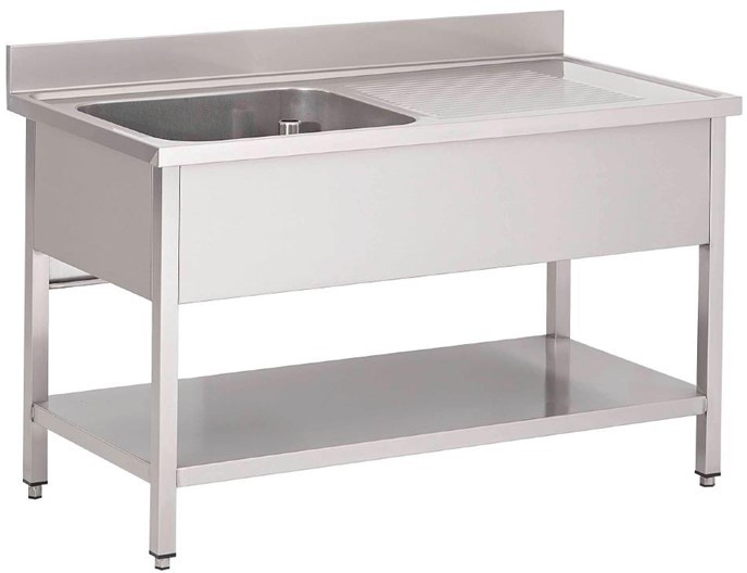  Gastro M Sp&uuml;ltisch Becken links 140cm lang 