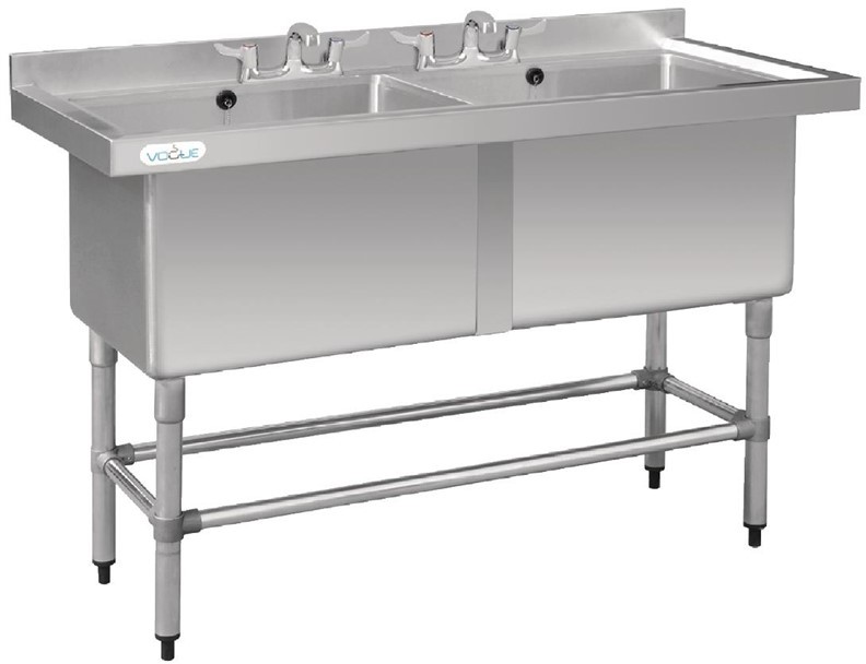  Vogue tiefer Sp&uuml;ltisch Doppelbecken 141cm lang 