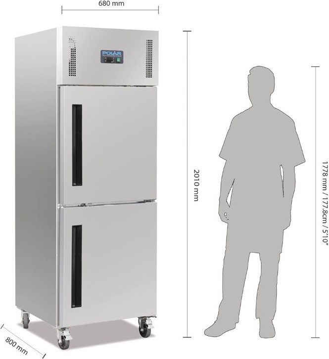  Polar Serie G Gefrierschrank Edelstahl mit geteilter T&uuml;r 600L 