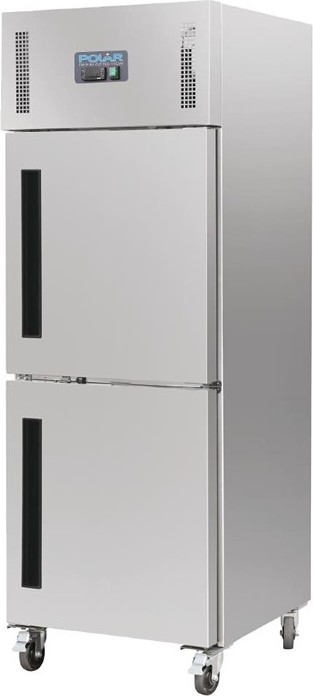  Polar Serie G Gefrierschrank Edelstahl mit geteilter T&uuml;r 600L 