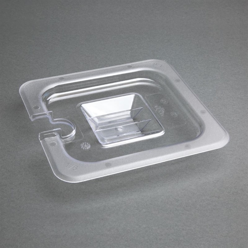  Vogue Polycarbonat Deckel mit L&ouml;ffelaussparung GN1/6 