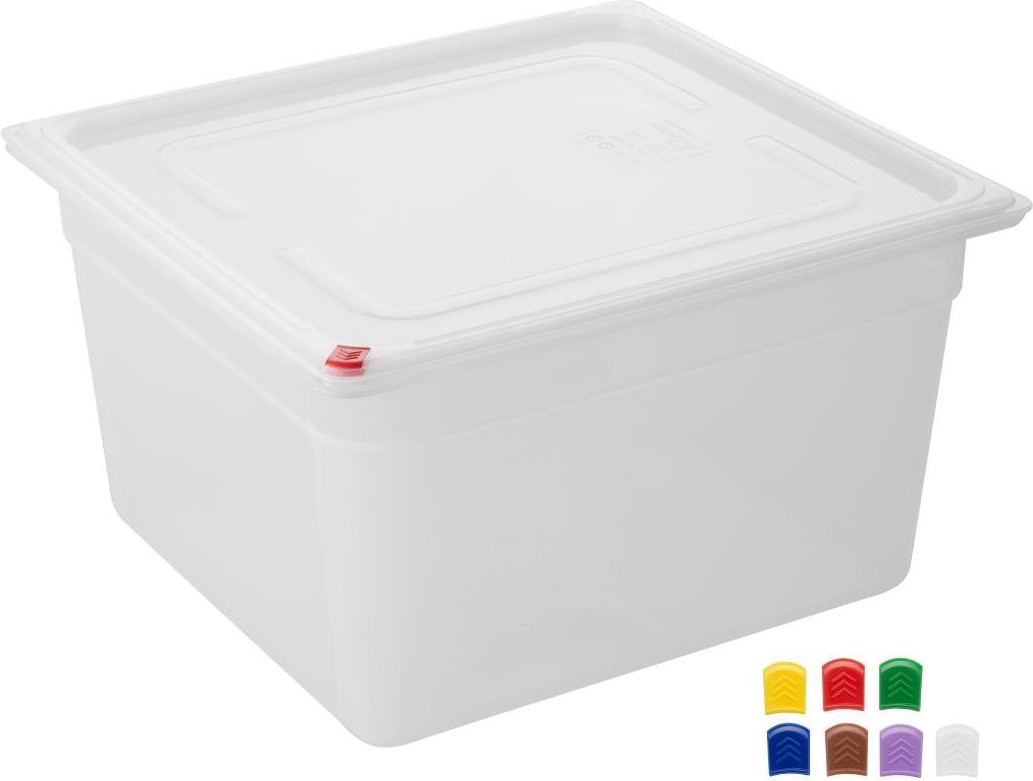  Hygiplas Click PP GN-Beh&auml;lter 2/3 mit Deckel & 7 Farbclips 200mm 16,1Ltr (4 St&uuml;ck) 