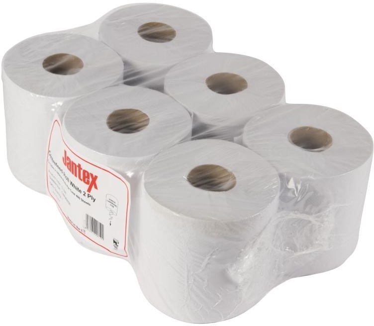  Jantex Handtuchrollen f&uuml;r Innenabrollung wei&szlig; 2-lagig - 6 St&uuml;ck 