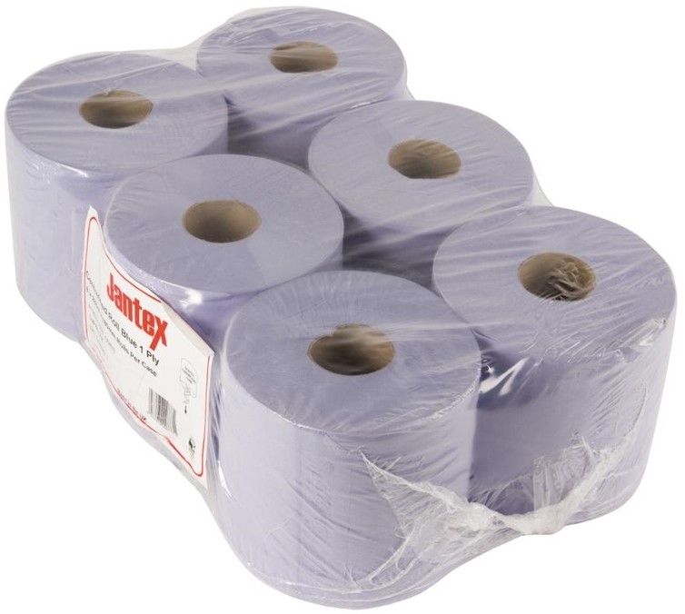  Jantex Handtuchrollen f&uuml;r Innenabrollung blau 1-lagig - 6 St&uuml;ck 