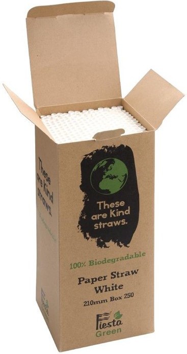  Fiesta Green Kompostierbare Papiertrinkhalme wei&szlig; 