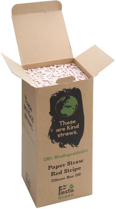  Fiesta Green Kompostierbare Papiertrinkhalme rot geringelt 