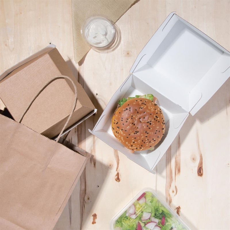  Fiesta Green kompostierbare Burgerboxen aus Kraftpapier gro&szlig; 112mm (150 St&uuml;ck) 