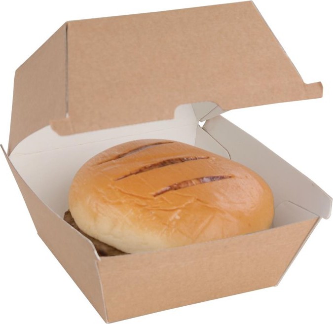  Fiesta Green kompostierbare Burgerboxen aus Kraftpapier gro&szlig; 112mm (150 St&uuml;ck) 