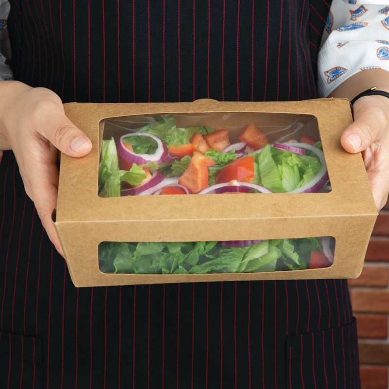  Fiesta Compostable kompostierbare Salatsch&uuml;sseln mit PLA-Fenstern 1600ml (200 St&uuml;ck) 