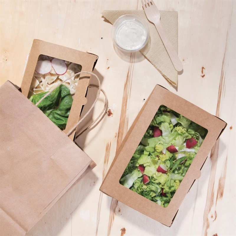 Fiesta Compostable kompostierbare Salatsch&uuml;sseln mit PLA-Fenstern 1600ml (200 St&uuml;ck) 