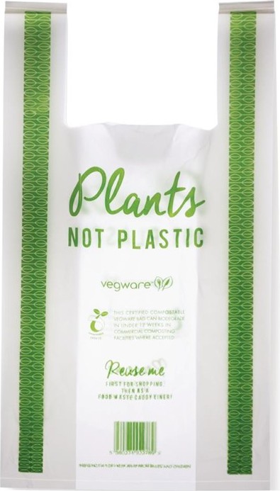  Vegware kompostierbare PLA-Tragetaschen mittelgro&szlig; (500 St&uuml;ck) 