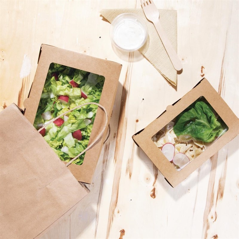  Fiesta Recycelbare Salatbox mit PET-Fenster 700ml (Packung mit 200 St&uuml;ck) 