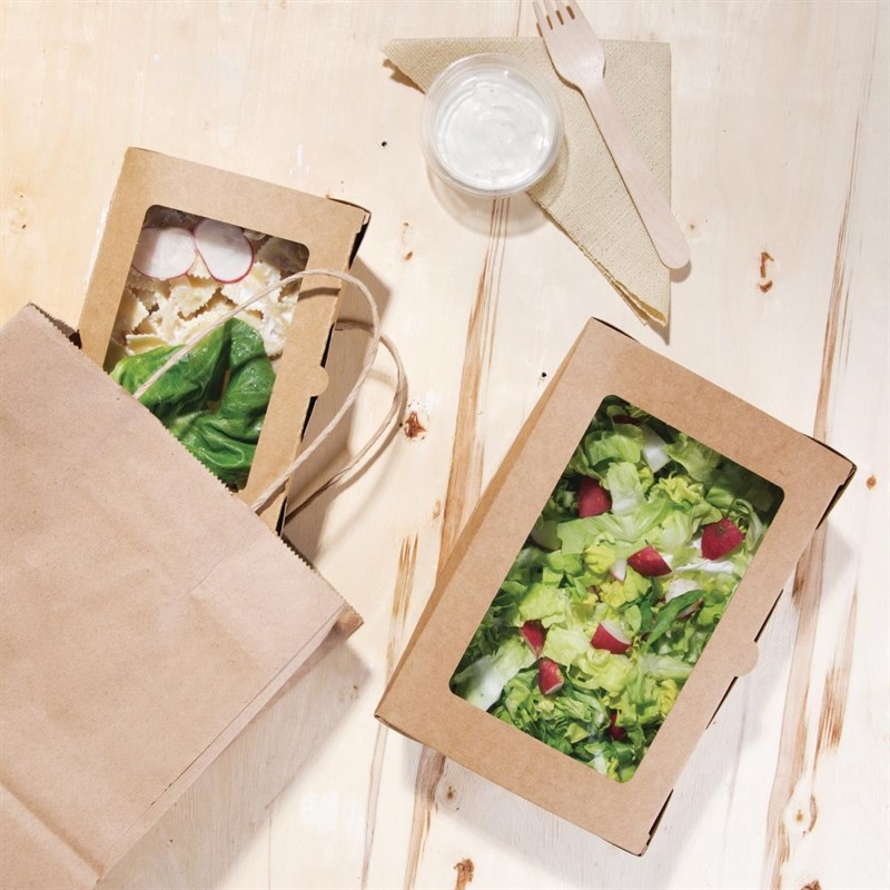  Fiesta Recycelbare Salatbox mit PET-Fenster 1200ml (Packung mit 150 St&uuml;ck) 