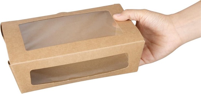  Fiesta Recycelbare Salatbox mit PET-Fenster 1200ml (Packung mit 150 St&uuml;ck) 